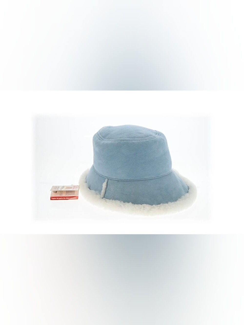 RARE BLUE Minnetonka Park Avenue Genuine Shearling Bucket Hat LARGE Suede Sherpa